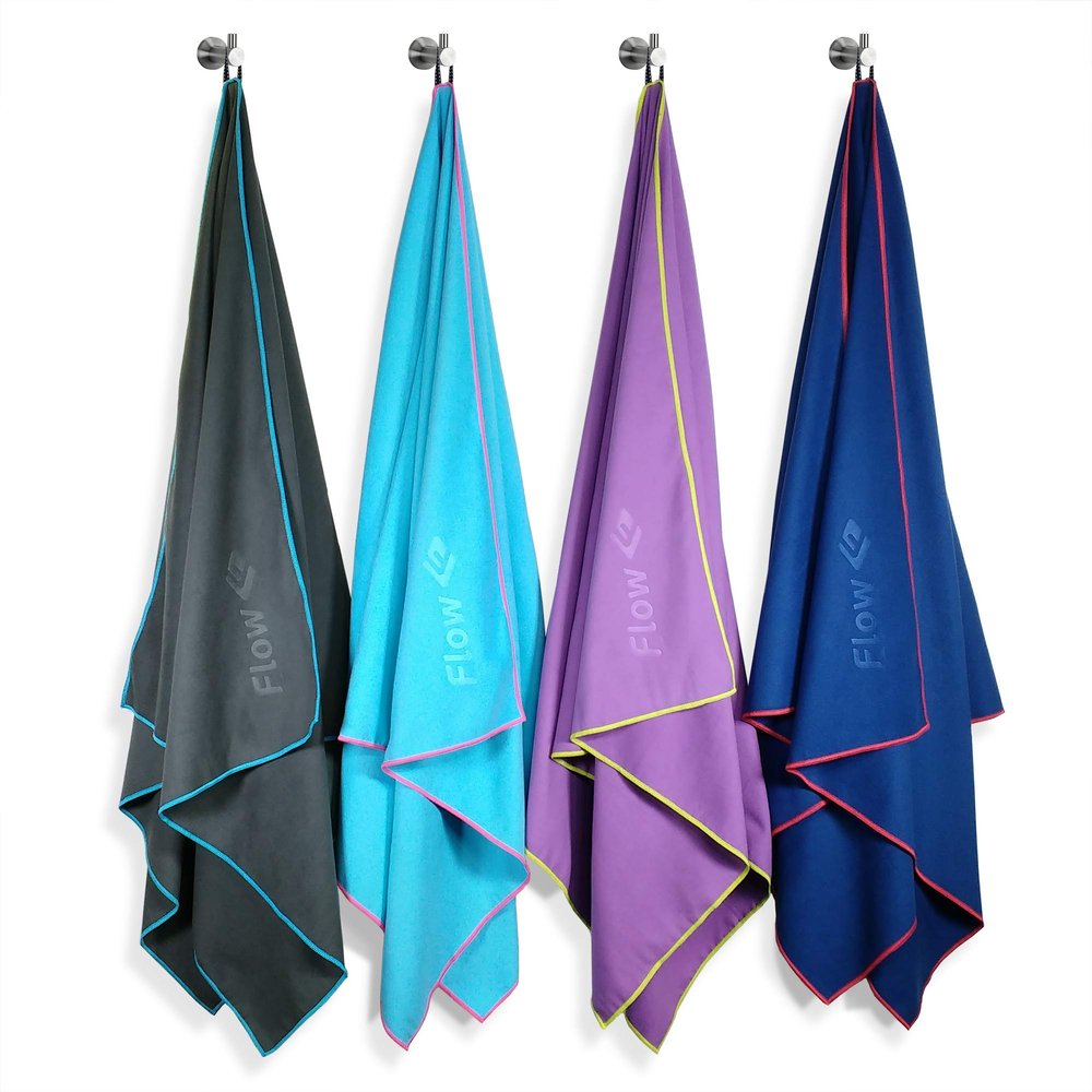 Flow Hydro Sport Towel - Microfiber Quick Dry Swimming Towels for Swim, Pool, Triathlon, and Other Water Sports in Medium, Large, Extra Large, and Hooded Sizes (Blue, Medium (48" x 24"))