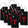8 Pcs Initial Letter A-Z Luggage Tags Silicone Suitcase Instrument Tag with Name Card and Stainless Steel Loop(Letter T,Red, Black) view 1