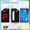 8 Pcs Initial Letter A-Z Luggage Tags Silicone Suitcase Instrument Tag with Name Card and Stainless Steel Loop(Letter P,Red, Black) view 2