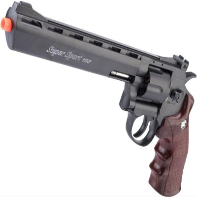 Evike Airsoft - WinGun CO2 Powered Metal High Power Airsoft Magnum Gas Airsoft Revolver (Color: Black / 8") - (PID: 29584)