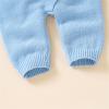 Newborn Infant Boy Girl Solid Knitted Sweater Baby Jumpsuit Romper Cotton Caps Hat Outfits Sets Clothes Toddler Suit (Light Blue, 3-6 Months) view 4