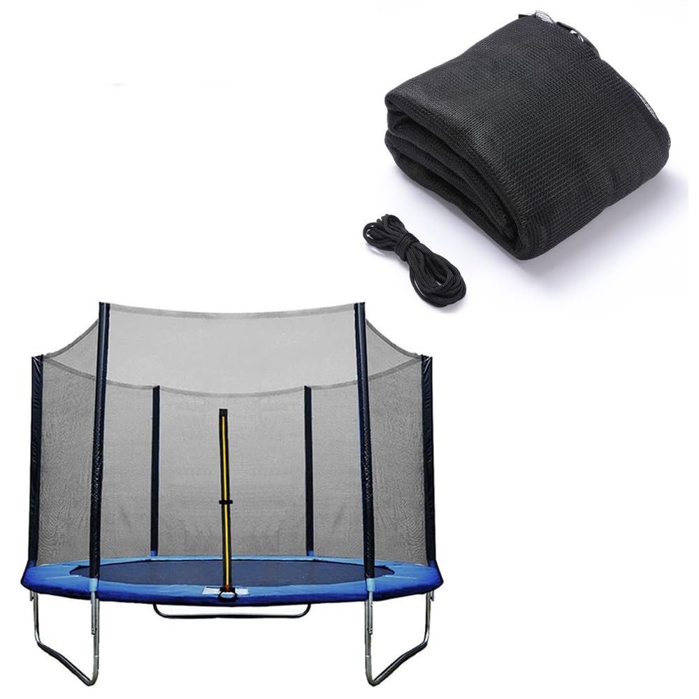 EEYZD Trampoline Safety Net, 10 12 14Ft Weather-Resistant Replacement Enclosure Net with Double-Headed Zipper, Protection Buckle(Net Only),10FT 6 Pole