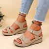 CsgrFagr Ladies Shoes Wedge Platform Sandals Roman Fish Mouth Wedge Beach Sandals Bling Slide Sandals Women (Beige, 9.5) view 3