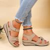 CsgrFagr Ladies Shoes Wedge Platform Sandals Roman Fish Mouth Wedge Beach Sandals Bling Slide Sandals Women (Beige, 9.5) view 4