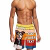 Custom Men's Swim Trunks Personalized Swim Trunks with Text Dog Face on Them, Funny Beach Board Shorts for Men Quick Dry Surfing Shorts Design Your Own, Customized Swimwear for Dad Husband BF view 1