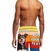 Custom Men's Swim Trunks Personalized Swim Trunks with Text Dog Face on Them, Funny Beach Board Shorts for Men Quick Dry Surfing Shorts Design Your Own, Customized Swimwear for Dad Husband BF view 2