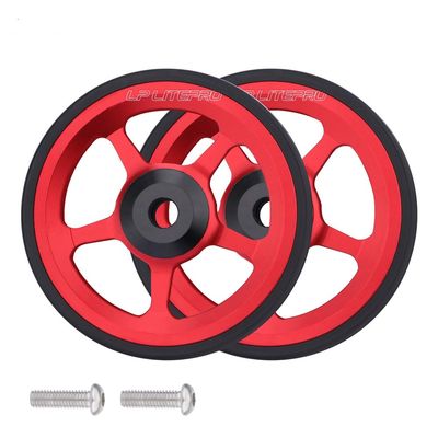 2pcs Folding bike 60mm easy wheel for brompton easywheel aluminum alloy (red)