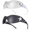 Dexspoeny Y2K Sunglasses for Women - 2Pcs Star Rimless Shield Wrap Around, 2000s Trendy Aesthetic Glasses Shades view 1