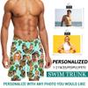 Custom Mens Swim Trunks Personalized Swim Trunks with Face Photo, Tropical Pineapple Print Beach Board Shorts Quick Dry Swimsuits Customized Funny Surfing Shorts Gifts for Dad Husband BF view 3