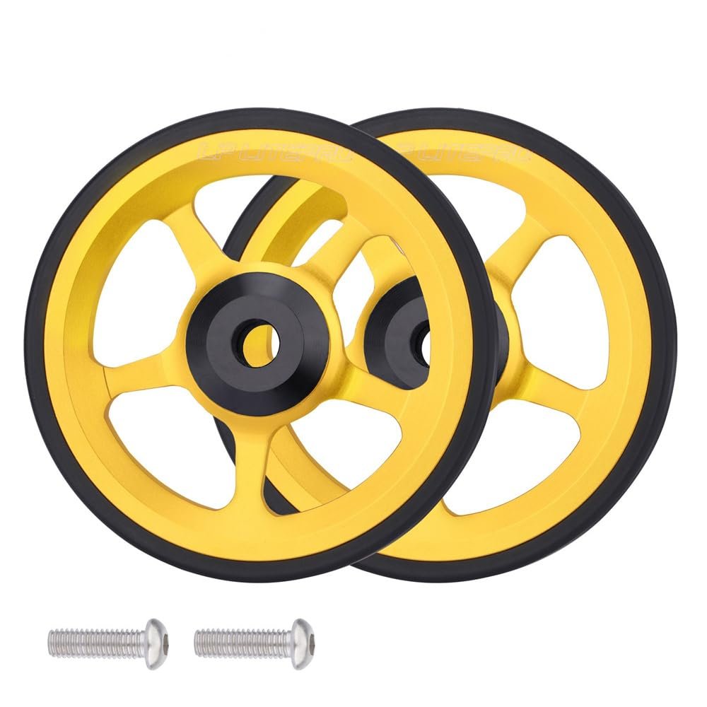 2pcs Folding bike 60mm easy wheel for brompton easywheel aluminum alloy (gold)