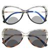2pcs Transition Photochromic Bifocal Reading Glasses for Women Cat Eye Bling Rhinestone Reading Glasses (2PCS-black&leopard, 1, multiplier_x)