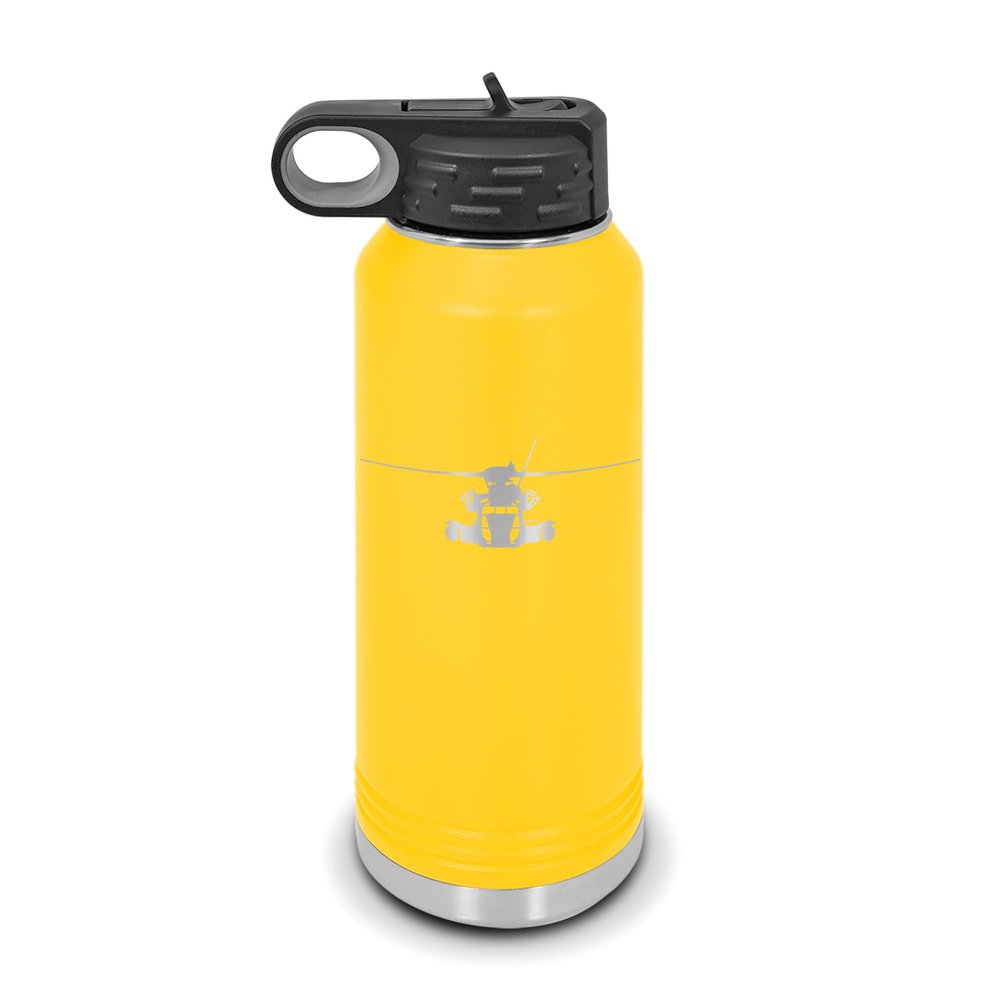CH-53 Super Stallion Water Bottle 32 oz - Laser Engraved w/ Flip Top Removable Straw - Polar Camel - Stainless Steel - Vacuum Insulated - Double Walled - Drinkware Bottles - ch53 helicopter - Yellow