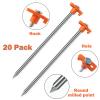 Cheardia 20 Pack Tent Stakes Heavy Duty, 9.75 Inch Yard Stakes Non-Rust Metal Tent Pegs Ground Stakes Tent Spikes for Camping Patio, Garden, Canopies, Grassland, Outdoor, Orange view 3