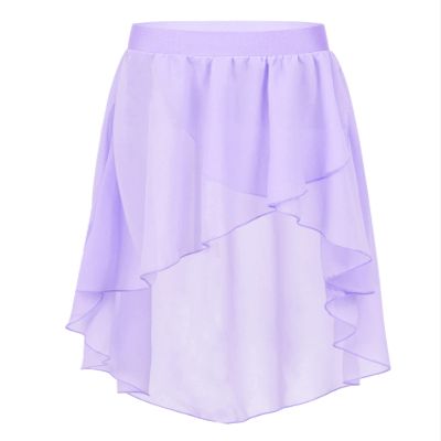 Aislor Kids Big Girls High Low Chiffon Dance Skirt for Lyrical Ballet Latin Jazz Stage Performance Lavender 8 Years