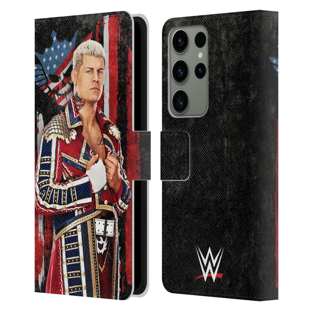 Head Case Designs Officially Licensed WWE Superstar Flag Cody Rhodes Leather Wallet Case Compatible with Samsung Galaxy S23 Ultra 5G