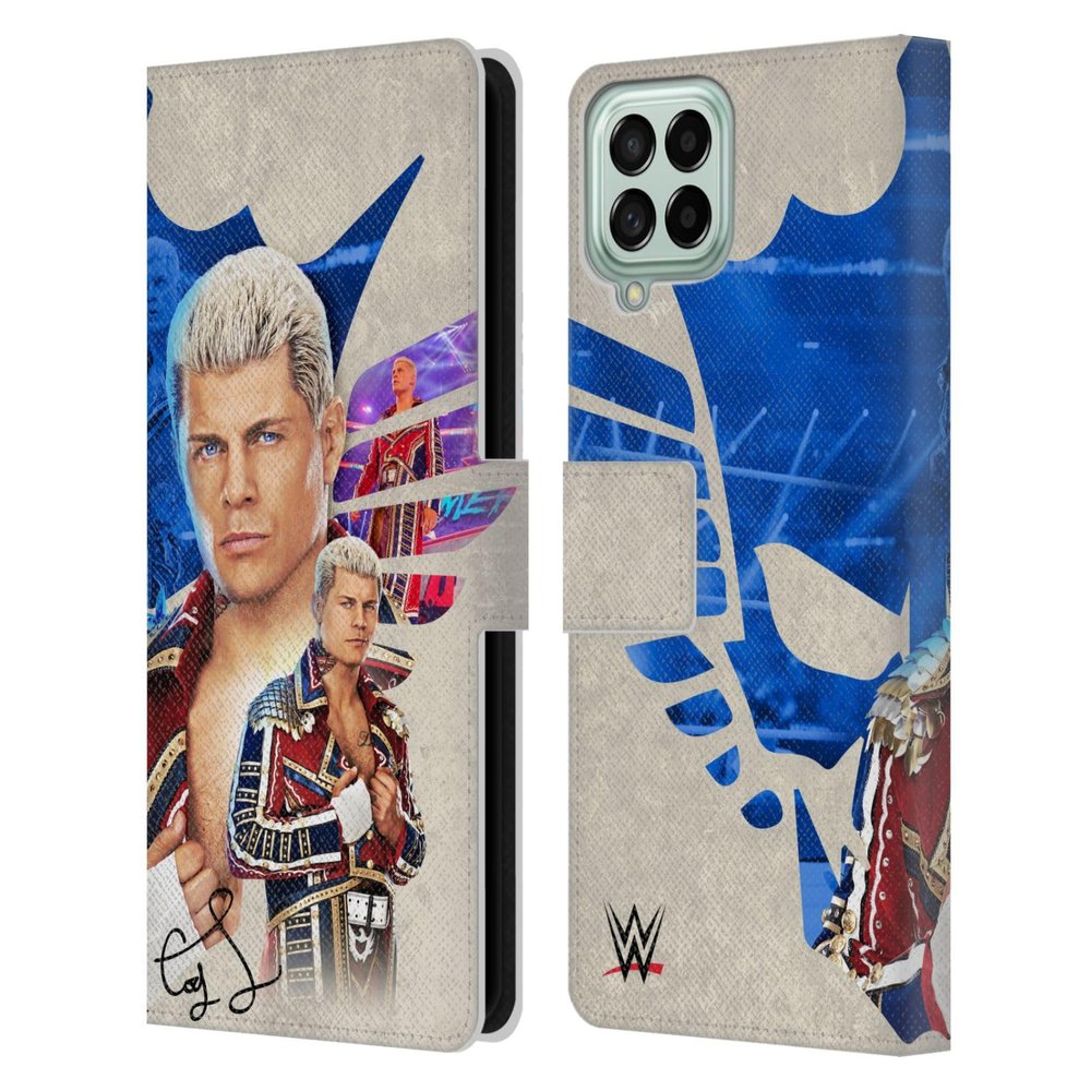 Head Case Designs Officially Licensed WWE Superstar Graphics Cody Rhodes Leather Wallet Case Compatible with Samsung Galaxy M53 (2022)