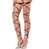 MS.ING Rave Leg Wraps for Women Festival Dancing Sexy Shiny Metallic Leg Wraps with O-Ring (Black) view 2