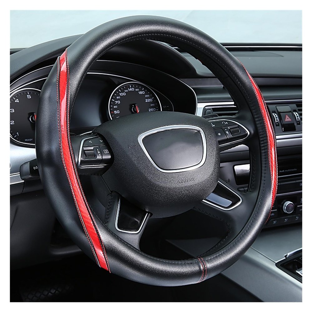FUERU Car Steering Wheel Cover Set Car Steering Wheel Cover Breathable Leather Beautiful and Durable Car Interiors Gifts (Color : 1#)