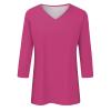 3/4 Sleeve T Shirts for Women Summer Blouse V Neck Blouses for Women Dressy Casual Workout Womens Tops Cute Black Tops Womens Tshirts Graphic Plus Size Tshirts for Women view 3