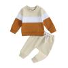 Tsnbre Baby Boy Clothes Outfits Fall Long Sleeve Color Block Sweatshirt Tops Casual Pants Newborn 2Pcs Set view 1