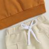 Tsnbre Baby Boy Clothes Outfits Fall Long Sleeve Color Block Sweatshirt Tops Casual Pants Newborn 2Pcs Set view 4