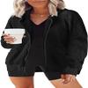 Womens Oversized Waffle Knit Tops Zip Up Hoodies Shirt Jacket Y2K Clothes Teen Girl Fall Casual Shackets with Pockets view 2