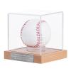 Baseball Display Case with Engraving, UV Protected Acrylic Storage Box, Wood Stand (Beech Wood, Silver-Engraving) view 1