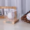 Baseball Display Case with Engraving, UV Protected Acrylic Storage Box, Wood Stand (Beech Wood, Silver-Engraving) view 2