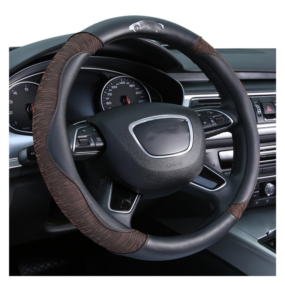 FUERU Car Steering Wheel Cover Set Car Steering Wheel Cover Ice Silk Leather Stretch Breathable Car Interior Accessories (Color : 5#)