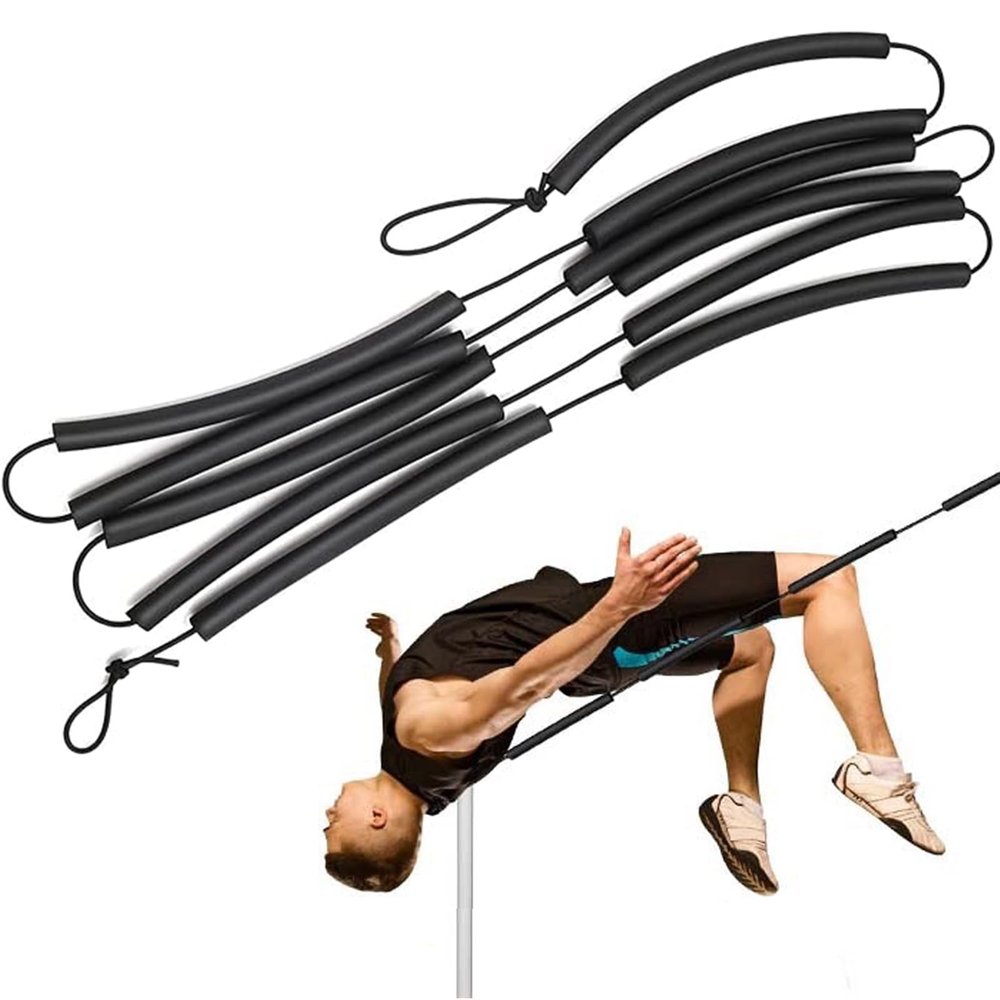 High Jump Training Equipment, 8.2Ft Elastic Foam Cord Bungee for Pole Vault, Foldable Gymnastics Bar Field Track Jumping Crossbars Accessories for High Jump Beginners Athletes Practice
