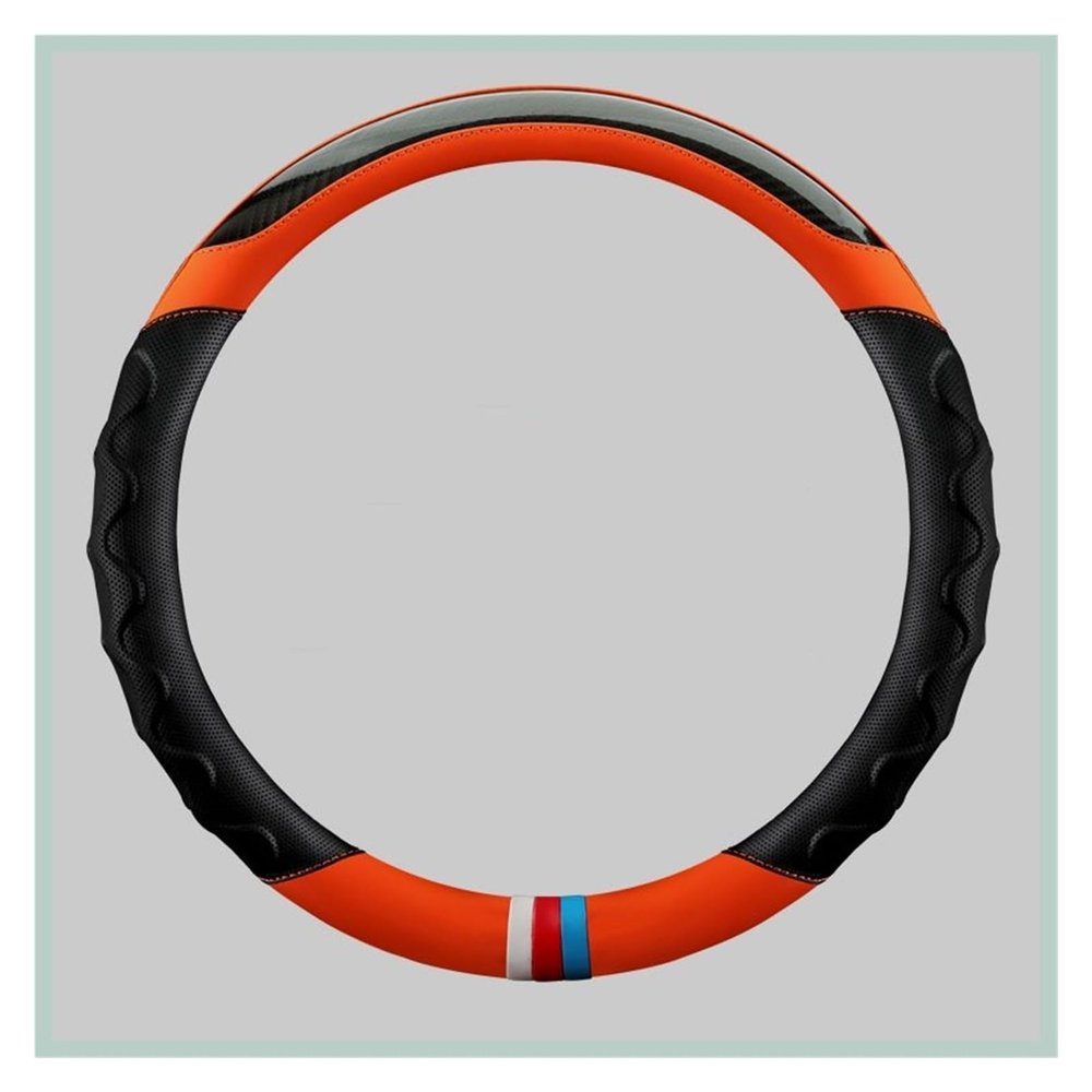 FUERU Car Steering Wheel Cover Set Car Steering Wheel Cover Carbon Fiber Leather Ultra-Thin Comfortable and Fashionable Car Interior (Color : 6#)