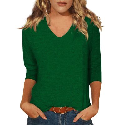 3/4 Sleeve Tops for Women Summer T-Shirts for Women V Neck T Shirts for Women Workout Tops Cute White Tops for Women Womens T Shirts Graphic Womens Tees Loose Fit
