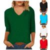3/4 Sleeve Tops for Women Summer T-Shirts for Women V Neck T Shirts for Women Workout Tops Cute White Tops for Women Womens T Shirts Graphic Womens Tees Loose Fit view 4