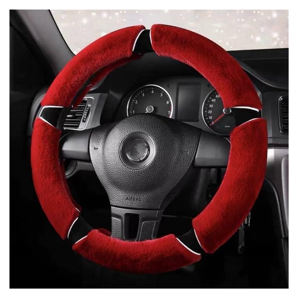 FUERU Car Steering Wheel Cover Set Car Steering Wheel Cover Winter Super Soft Plush Comfortable and Durable Car Interiors (Color : 8#)