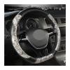 FUERU Car Steering Wheel Cover Set Car Steering Wheel Cover Comfortable Mahogany Grain Leather Sweat Absorption Breathable Car Interior (Color : 8#) view 1