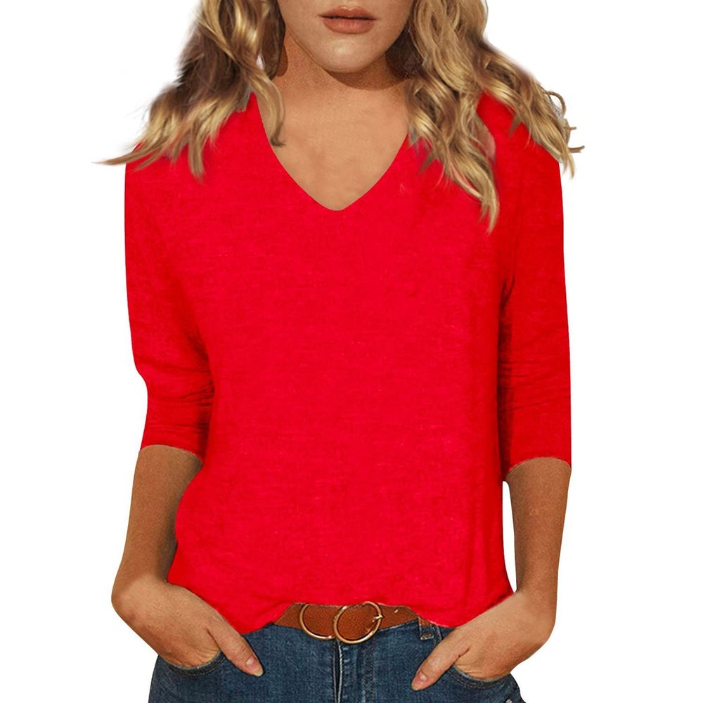 3/4 Sleeve Tee Shirts for Women Summer Tops for Women Trendy Womens Vneck Tops Gym Tops Cute Women Tops Womens Graphic T Shirts Black Crop Top Plus Size