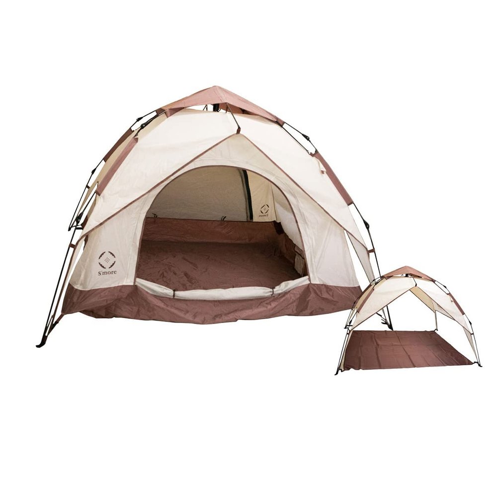 S'more Tirami, One-Touch Tent, Full Close, Pop-up Tent, One-Touch Tent, Stylish, Dome Tent, UV Protection, UPF 30+ (Cookie Beige, UPF 50+)