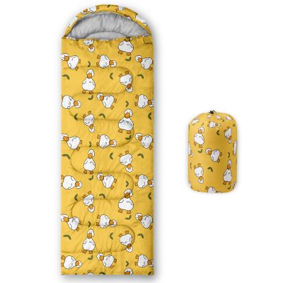 Axolotl Cute Duck Sleeping Bag with Green Leaves for Kids AdultsLightweight Warm Cold Weather Cartoon Farmhouse Duck Sleeping Bags,Waterproof Portable Sleeping Bag for Camping Outdoor Indoor,Yellow