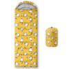 Axolotl Cute Duck Sleeping Bag with Green Leaves for Kids AdultsLightweight Warm Cold Weather Cartoon Farmhouse Duck Sleeping Bags,Waterproof Portable Sleeping Bag for Camping Outdoor Indoor,Yellow view 1