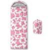 Axolotl Cow Print Sleeping Bag for KidsLightweight Warm Cold Weather Cartoon Milk Cow Print Sleeping Bags,Waterproof Portable Cow Sleeping Bag for Camping Backpacking Outdoor Indoor 3-4 Seasons,Pink view 1