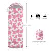 Axolotl Cow Print Sleeping Bag for KidsLightweight Warm Cold Weather Cartoon Milk Cow Print Sleeping Bags,Waterproof Portable Cow Sleeping Bag for Camping Backpacking Outdoor Indoor 3-4 Seasons,Pink view 3