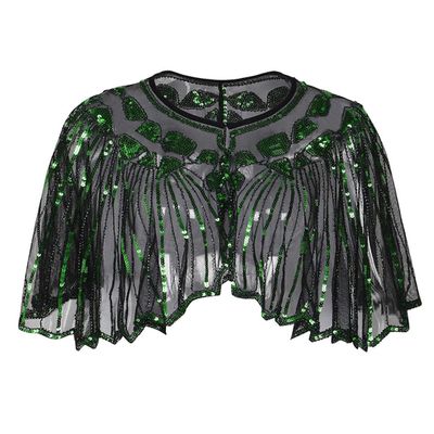 Women's Shawl Beaded Sequin Deco Evening Cape Flapper Cover Up Blouse Banquet Stage Formal Dresses Shawl Clothes