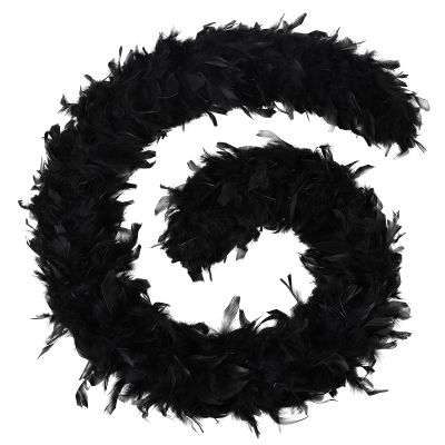 FeelfunFeather Black Feather Boa - 45g 2 Yards Turkey Boas Feathers for Party Bulk Wedding Concert Carnival Halloween Christmas Costume Decoration