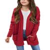Arshiner Big Girls Thick Knit Open Front Cardigan Holiday Long Sleeve Drop Shoulder Oversized Fall Coats Red view 1