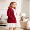 Arshiner Big Girls Thick Knit Open Front Cardigan Holiday Long Sleeve Drop Shoulder Oversized Fall Coats Red view 2