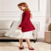 Arshiner Big Girls Thick Knit Open Front Cardigan Holiday Long Sleeve Drop Shoulder Oversized Fall Coats Red view 3