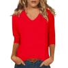 3/4 Sleeve Tops for Women Womens Summer Shirts Women V Neck Tshirt Activewear Tops for Women Cute Basic Tops for Women Graphic T Shirts for Women Plus Size Dressy Tops for Women view 1