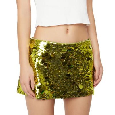Women Shiny Sequin Mini Skirt Low Rise Y2k Glitter Pencil Skirts Bodycon Streetwear Sparkly Dance Party Short Skirt(B Green,L)