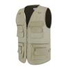 OU YA WOLF Men's Outdoor Multi Pockets Cargo Travel Camera Fishing Safari Utility Vests Medium Khaki view 4