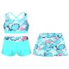 Manyakai Junior Girls Printed Crop Tank Top with Shorts Skirts 3 Pcs Set Seaside Rash Guard Swimsuit Leaf 16 Years view 1